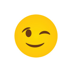 Fototapeta premium Winking smiling face emoji with raised eyebrow