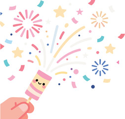 컬러플 이벤트 축하 폭죽 일러스트
