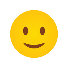 Fototapeta premium Smiling yellow emoji face with brown eyes and mouth