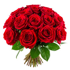 Bouquet of red roses isolated on transparent background