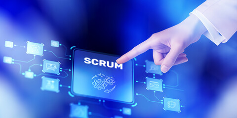 Scrum agile framework for team collaboration and iterative project development