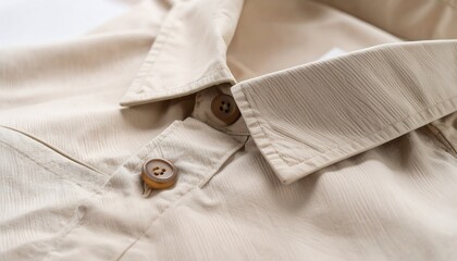 Beige shirt collar close-up