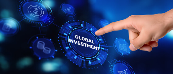 Global Investment Business finance concept. Financial technology concept. Fintech. Crypto currency