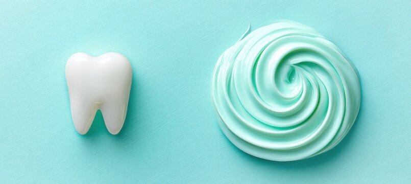 tooth structure with foam swirl on cool mint texture background