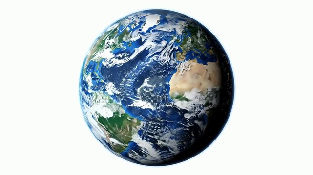 Conceptual Animation of an Elongated Planet Earth Revolving on a Clean White Background