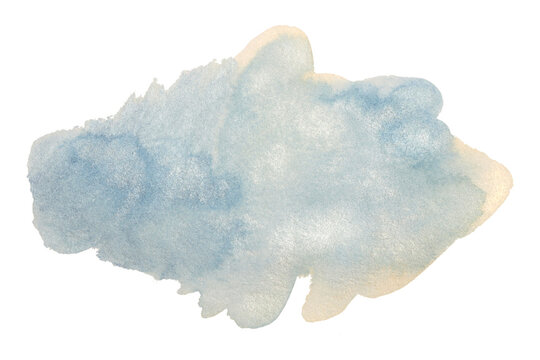 PNG Glow blue, beige nacre silver glitter metallic ink watercolor smear brush stroke stain cloud blot isolated on transparent background.
