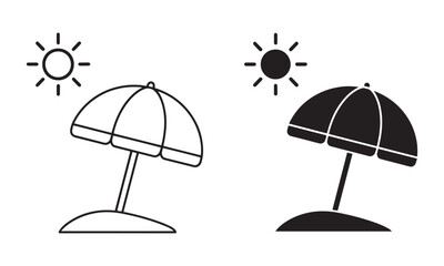 Beach Umbrella Icon Vector. Summer, Vacation and Travel Symbol