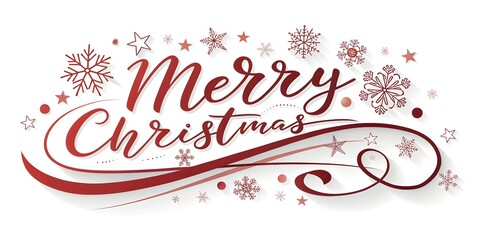 MERRY CHRISTMAS red vector brush calligraphy with flourishes