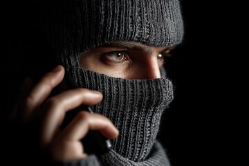 Criminal in Mask Making Anonymous Phone Call