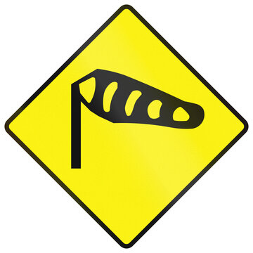 Warning road sign used in Ireland - Strong crosswinds