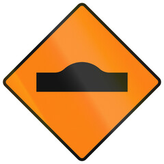 Temporary warning road sign used in Ireland - Speed bump