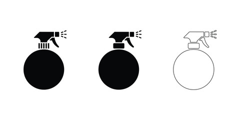 Spray Bottle Icon Set, Cleaning and Disinfectant Vector Symbols