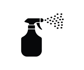 Black spray bottle misting liquid silhouette icon