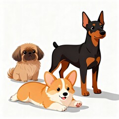 Playful Illustrated Puppies