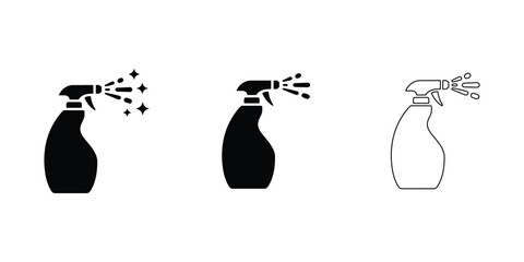 Spray bottle icon set on white background