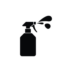 Spray bottle icon with liquid droplets splashing out