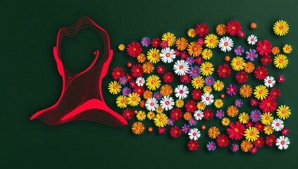 Floral Burst from Human Silhouette