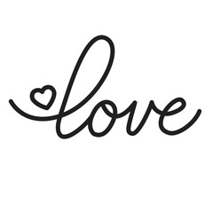 Naklejka premium Minimal handwritten love line icon with editable stroke. Clean outline lettering vector for Valentine day designs, romantic cards, greetings, and modern festive graphics.