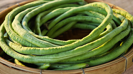 Green beans in a basket
