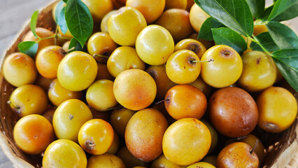 Sweet and sour jujubes in a basket.
