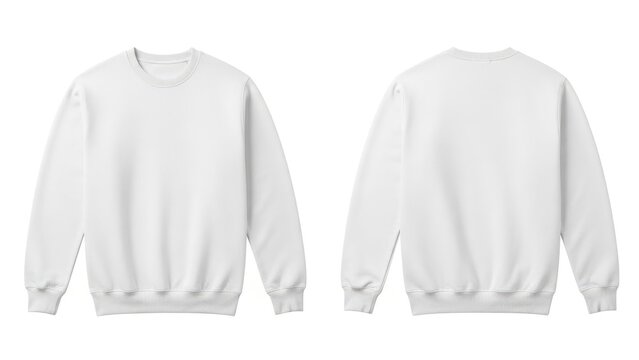 Blank white sweatshirts front and back view isolated on white background
