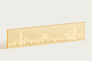Munich Engraved Skyline on Transparent Material - Minimal Line Art