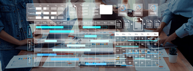 This image displays a modern project management dashboard used for tracking tasks, scheduling, and team collaboration. The workspace features charts and data components. Gantry