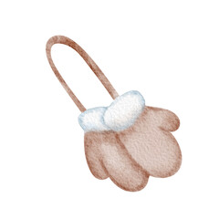 Watercolor winter mitten illustration for Christmas and seasonal card design. Ideal for cozy holiday decor, kids illustration, winter greeting and festive layout.