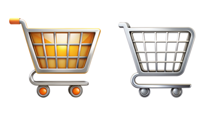 Two shopping carts isolated on transparent background