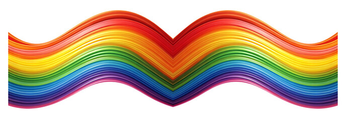 Vibrant rainbow wavy lines isolated on transparent background