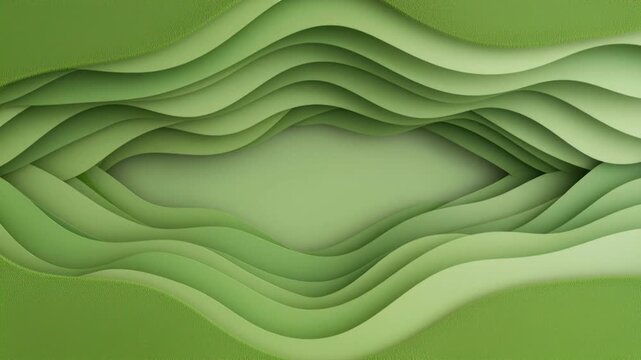 Layered green paper abstract background 3d wave pattern organic shape nature concept eco design gradient texture modern art smooth curve minimal style calm green paper layer wavy pattern 3d