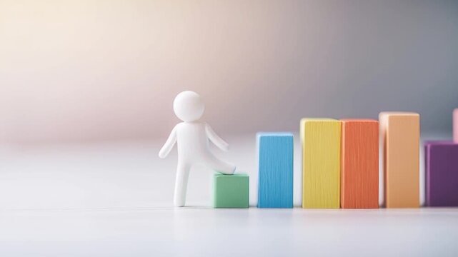 Business growth success leadership career progress development colorful bar chart strategy concept with career growth success business progress concept leadership vision strategy planning personal