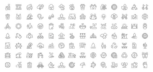 Eco and nature icons set. editable line icons, outline, environmental, green symbols © Jocelyn_Flores