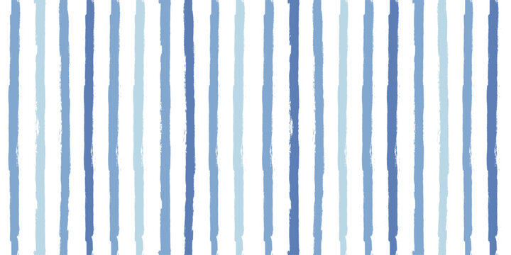 Watercolor stripes vector pattern, baby blue stripe seamless background, childish pastel brush strokes. marine grunge stripes, cute paintbrush line