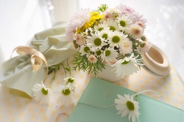 wedding bouquet on the table