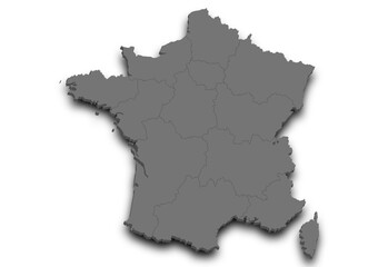 Obraz premium France map. 3d Map of France country with his coloured departments. French Republic, European
