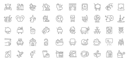 Room service icons set. editable line icons for hotels and hospitality services