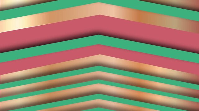 Animated motion background with an abstract art nouveau style chevron pattern of teal, gold and terracotta pink brown wallpaper or backdrop element suitable for a game show or lifestyle entertainment