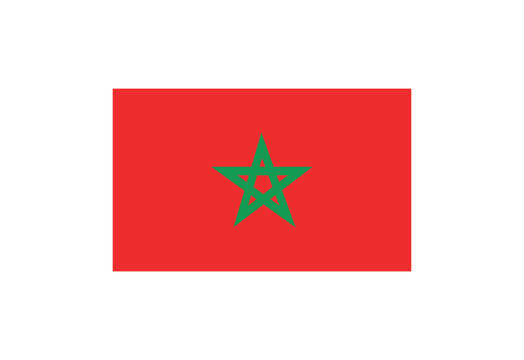 red flag of morocco with green star. vector image.