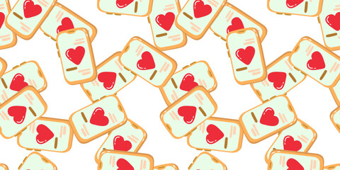 seamless pattern with mobile phones and red hearts on screen concept of online dating virtual love romantic messages and digital communication wallpaper fabric