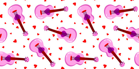 lovely hand drawn guitar and heart vector pattern for music lovers wedding invitation background greeting card decorative print fabric texture artistic