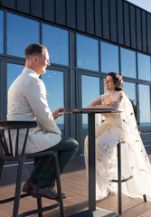 happy bride and groom on their wedding day