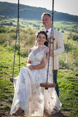 happy bride and groom on their wedding day