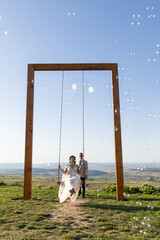 happy bride and groom on their wedding day