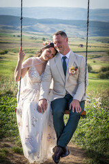 happy bride and groom on their wedding day