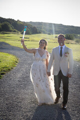 happy bride and groom on their wedding day