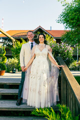 happy bride and groom on their wedding day