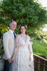 happy bride and groom on their wedding day