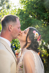 happy bride and groom on their wedding day