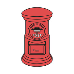 Traditional red mailbox piggy bank in ceramic design,  rainy day savings, transparent background, isolated, vector   